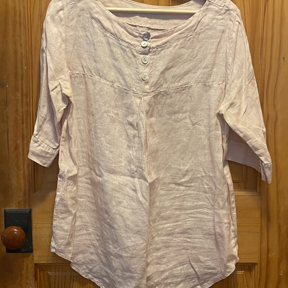 100% Linen Light Pink Shirt - Made in Italy